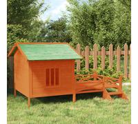 Dog kennel Brown solid pine wood outdoor house 159x120x88.5cm green roof XL pets