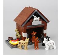 Dog kennel Building Blocks Set, Dog House Model Toy Contains Five Dogs, DIY Farm Accessories, MOC Animal Farm Building Bricks Kit, Ideas Gifts for Kids Adults(D)
