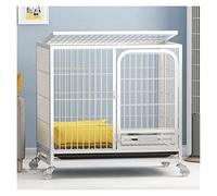 Dog Kennel Dog cage small dog medium and large pet home with toilet Teddy indoor supplies house(Silver,77 * 56 * 76cm)