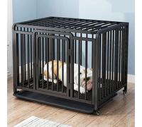 Dog Kennel Dog cage villa pet large household dog medium-sized fence kennel with toilet(Black,Medium)