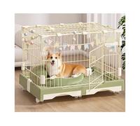 Dog Kennel Dog Cage with Toilet Separation Household Pet Iron(Green,Medium)