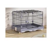 Dog Kennel Dog Cage with Toilet Separation Household Pet Iron(Gris,Medium)