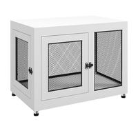 Dog Kennel Furniture End Table w/ Two Doors, Soft Cushion for Large, Medium Dogs