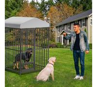 Dog Kennel Large Size, 120x120x180 cm Extra Large Dog House with Anti-Chewing Metal Frame, Waterproof Roof & Safety Locks, Indoor/Outdoor Porch Weatherproof Perfect for Garden and Home
