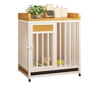 Dog Kennel Medium Steel Square Tube Base Dog Crate Pet Indoor Small and Top with Storage Household Kennel(White)