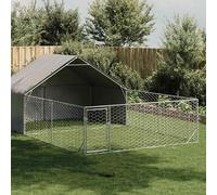 Dog Kennel Outdoor 6x3x1.9m Galvanised Steel PE Covered Run Secure Lockable Door