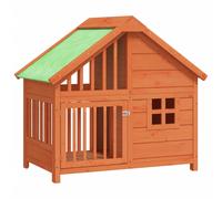 Dog Kennel Outdoor House Crate Rabbit Hutch Brown Solid Wood Pine vidaXL