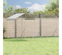 Dog Kennel Outdoor Silver 10x8x2.5m Galvanised Steel Mesh Roof Lockable Latch XL