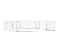 Dog Kennel Outdoor Silver Galvanised Steel 760x760x185cm Mesh 75mm Lockable Gate