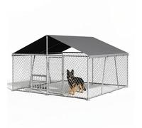 Dog Kennel Outside, 230L x 230W x 165H cm Garden Playpen Fence Crate Enclosure Cage with All Weather Canopy, Outdoor Indoor Large Size Metal Dog Run with Rotating Bowl, Puppy Play Pen for m/l Dogs
