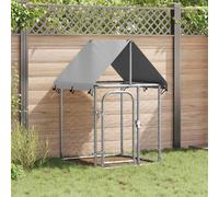 Dog Kennel Silver 100x100x150cm Galvanized Steel Frame Polyethylene Roof w/Lock