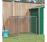 Dog Kennel Silver 110x110x110 cm Steel Mesh PE Roof Lockable Door Outdoor Run XL