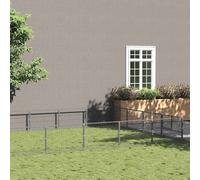 vidaXL Dog Kennel Silver 40 m? Steel Puppy Enclosure Outdoor Patio Dog Cage