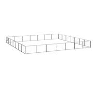 Dog Kennel, Silver, 49 m² Steel, Robust Large Outdoor Dog Cage for Pets, Safe Freewheel for Dogs in the Garden
