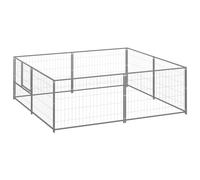 Dog Kennel Silver Steel Heavy Galvanized 200x200x70cm Outdoor Run Lockable Door
