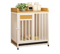 Dog Kennel Small Sieve Base Dog Crate Pet Indoor with Tray Household Kennel(White)