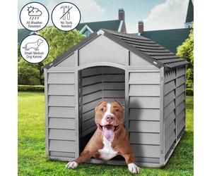 DOG KENNEL SMALL TO MEDIUM GREY DURABLE PLASTIC WINTER HOUSE