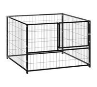 Dog Kennel Steel Outdoor Puppy Enclosure Runs Silver/Black Multi Sizes vidaXL