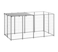 Dog Kennel Steel Puppy Enclosure Dog Runs Cage Silver/Black Multi Sizes vidaXL