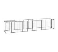 Dog Kennel Steel Puppy Enclosure Dog Runs Cage Silver/Black Multi Sizes vidaXL
