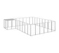 Dog Kennel Steel Puppy Outdoor Dog Runs Cage Silver/Black Multi Sizes vidaXL