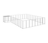 Dog Kennel Steel Puppy Outdoor Dog Runs Cage Silver/Black Multi Sizes vidaXL