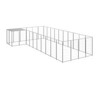 Dog Kennel Steel Puppy Outdoor Dog Runs Cage Silver/Black Multi Sizes vidaXL