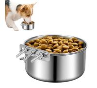 Dog Kennel Water Bowl - 500ml Stainless Steel Hanging Feeder, Rustproof Pet Food Dish, Portable Cage Mounted Water Container, Easy Clean Metal Bowl, Secure Clip Attachment | Ideal Hydration Solution f