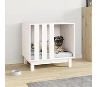 Dog Kennel White Solid Pine 60 x 45 x 57 cm with Weatherproof Roof and Insulated Floor, Ideal as a Retreat, Sleeping Place and Shelter for Dogs in the Garden and on the Patio