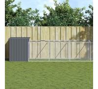 Dog Kennel with Run, Anthracite, Galvanised Steel, 110 x 609 x 110 cm, Weatherproof and Winterproof, with Roof and Door, Ideal as a Retreat for Puppies and Dogs in the Garden or on the Patio