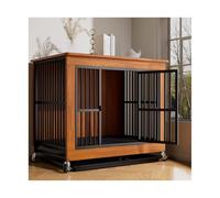 Dog Kennel Wooden Dog Cage Indoor Kennel with Toilet House Large Pet(Walnut)