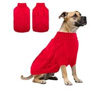 Dog Knit Turtleneck Sweater,Dog Winter Warm Pullover Vest Pet Jumper Knitwear Coat for Male Female Samll Medium Large Dogs_2XL(Red)