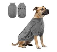 Dog Knit Turtleneck Sweater,Dog Winter Warm Pullover Vest Pet Jumper Knitwear Coat for Male Female Samll Medium Large Dogs_M(Dark Gray)
