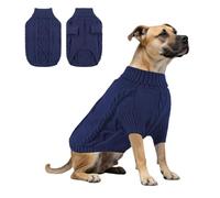 Dog Knit Turtleneck Sweater,Dog Winter Warm Pullover Vest Pet Jumper Knitwear Coat for Male Female Samll Medium Large Dogs_XL(Navy Blue)