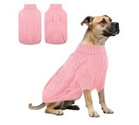 Dog Knit Turtleneck Sweater,Dog Winter Warm Pullover Vest Pet Jumper Knitwear Coat for Male Female Samll Medium Large Dogs_XS(Pink)