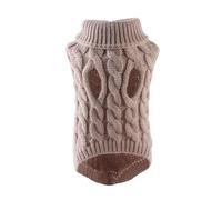 Dog Knitted Sweater with Cable Stitch | Fashion Solid Colour Winter Warm Puppy Jumper for Small Dogs, Autumn and Winter Comfort Clothing(Khaki,M)