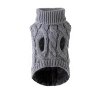 Dog Knitted Sweater with Cable Stitch | Fashion Solid Colour Winter Warm Puppy Jumper for Small Dogs, Autumn and Winter Comfort Clothing(Dark gray,M)