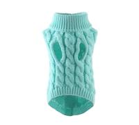 Dog Knitted Sweater with Cable Stitch | Fashion Solid Colour Winter Warm Puppy Jumper for Small Dogs, Autumn and Winter Comfort Clothing(Cyan,S)