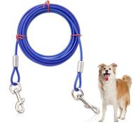 Dog Lace Cable, Heavy Duty Dog Tie-Out Cable, Chewing Resistant, With 360° Swivel Lockable Hook Dog Lace Cable for Outdoor Use (3m, Blue)