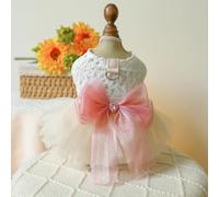 Dog Lace Mesh Fluffy, Cute Princess with And Rhinestone, Elegant Pet Party Outfit for Small Dogs Yorkie Maltese