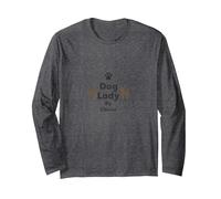 Dog Lady by Choice Proud Pet Owner Paw Print Long Sleeve T-Shirt, Adult Unisex, Dark Heather Grey, S