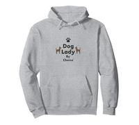 Dog Lady By Choice Proud Pet Owner Paw Print Pullover Hoodie, Adult Unisex, Heather Grey, S