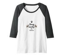 Dog Lady by Choice Proud Pet Owner Paw Print Raglan Baseball Tee, Women, Dark Heather/White, S