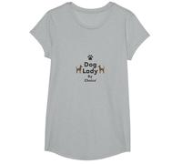 Dog Lady by Choice Proud Pet Owner Paw Print T-Shirt, Girls, Heather Grey, Small