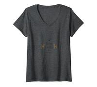 Dog Lady by Choice Proud Pet Owner Paw Print V-Neck T-Shirt, Women, Dark Heather Grey, S