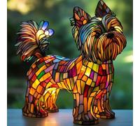 Dog Lamp, Dog Series Art Night Light - Cute Pet Dog Themed LED Tabletop Lamp,Small Retro Resin Night Light,Vintage Animal Home Decor for Bedroom and Fun Gift for Dog Lovers, Yorkshire Terrier B