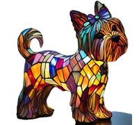 Dog lamp,Stained Glass Dogs Lamps,Puppy Resin nightlight Ornaments Party Decoration Dog Series Art Night Light Dyed Resin Desktop Decoration(Coloring 21)