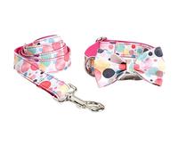 Dog Lead For Cat Bubble Pet Collar Leash Bow Set Polyester Bowtie Comfortable Necklace Outside Walking(42-48cm)