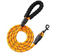 Dog Lead for Dogs, Non-Slip, Explosion-Proof Running Lead with Lockable Carabiner & Padded Hand Strap, Strong Training Lead for Small, Medium, Large Dogs, Orange, 2 m x 1.0 cm