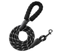 Dog Lead for Dogs, Non-Slip, Explosion-Proof Running Lead with Lockable Carabiner & Padded Hand Strap, Strong Training Lead for Small, Medium, Large Dogs, Black, 1.2 m x 1.2 cm